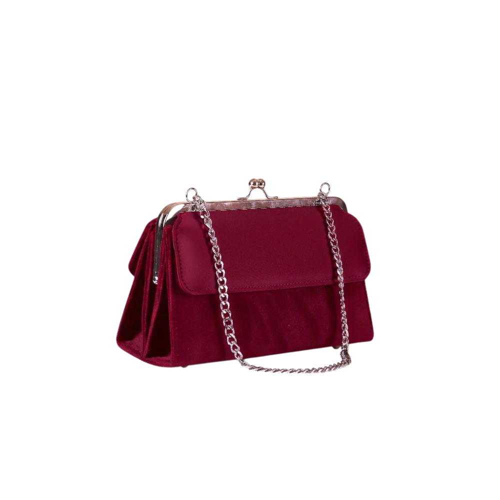 Maroon Velvet Clutch Bag