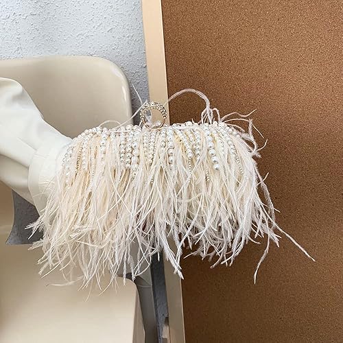 Natural Ostrich Feather Clutch