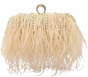 Natural Ostrich Feather Clutch