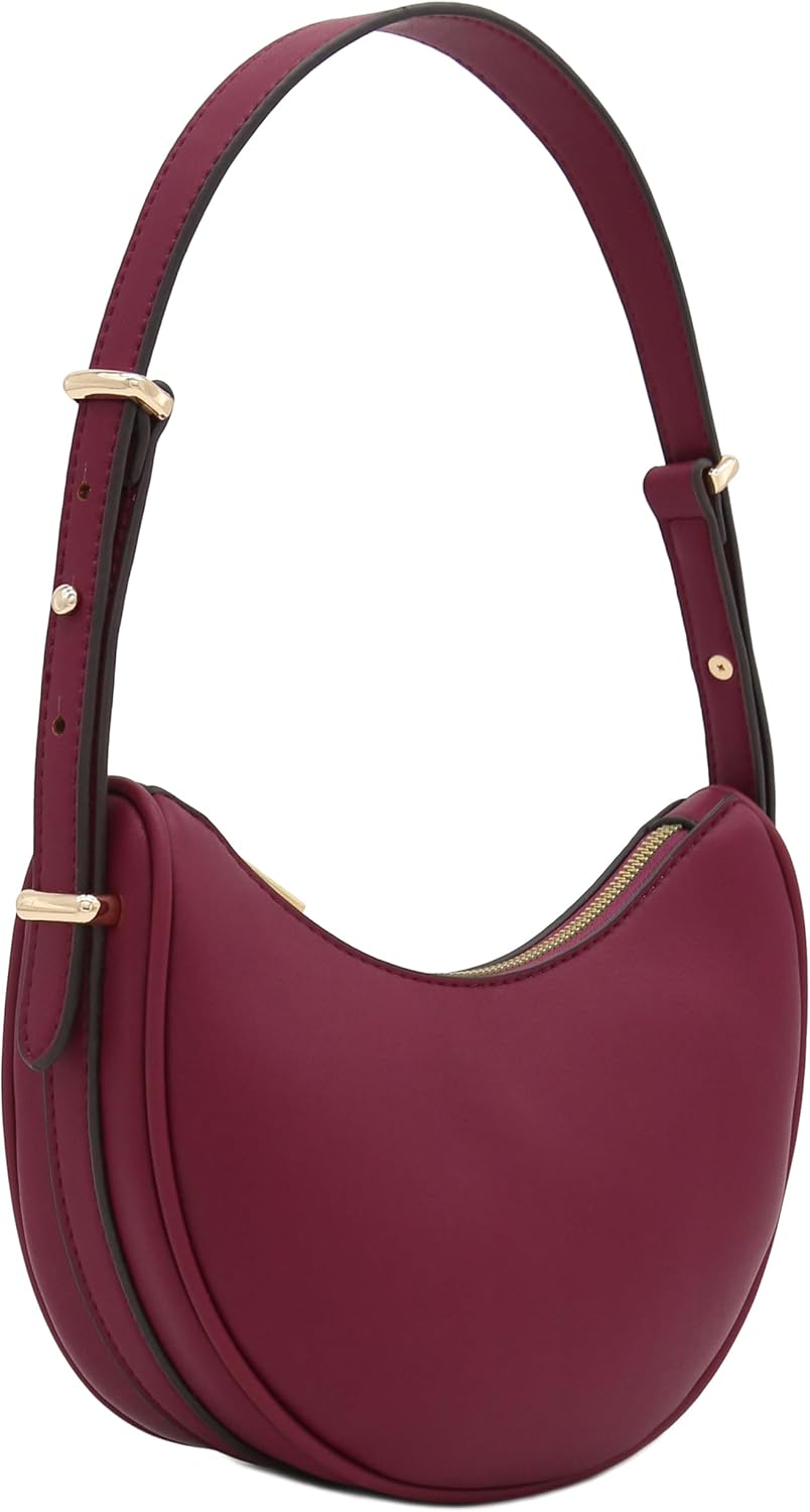 Small Crescent Smooth PU Leather Underarm Shoulder Bag