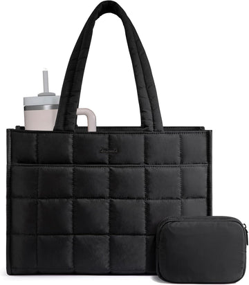 Black Quilted Tote Bag