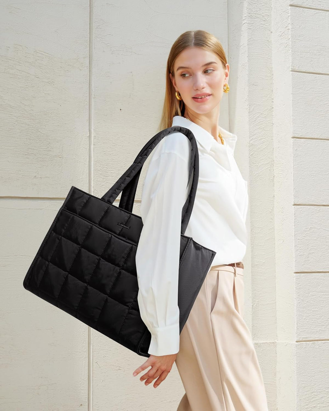 Black Quilted Tote Bag