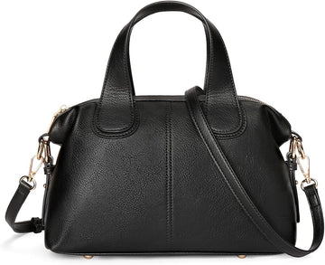 Grained Leather Satchel Handlebag