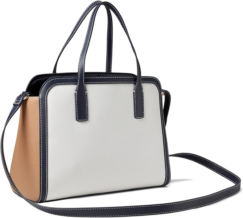 Convertible Satchel Color-Block Pebble PVC White Greige/Basket Brown/Tommy Navy One Size