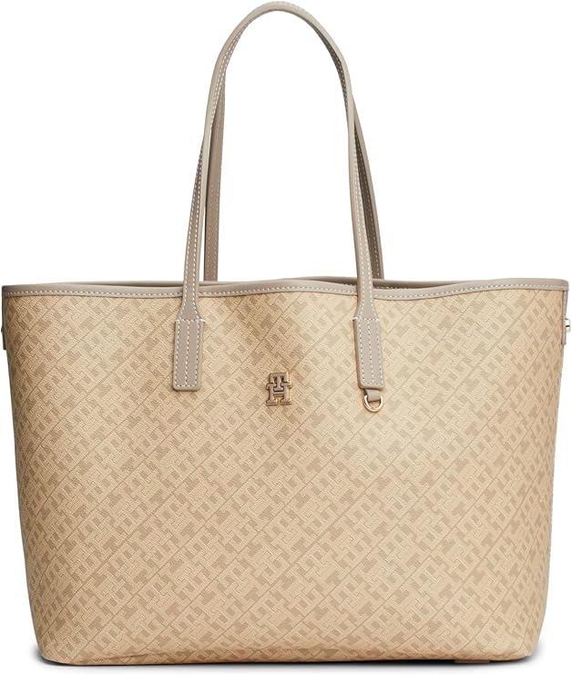 Women's Monogram Leather Tote With Zipper Pocket