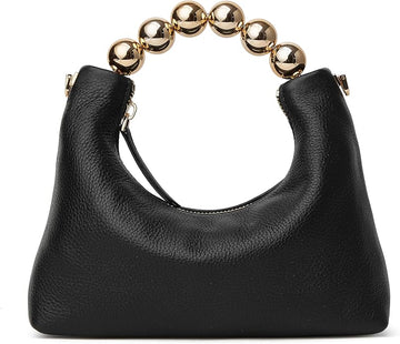 Designer Evening Bag With Pearl Tote Handle and Chain Strap