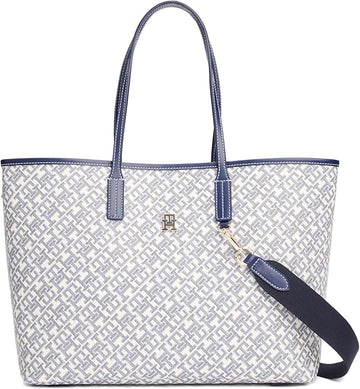 Women's Monogram Leather Tote With Zipper Pocket