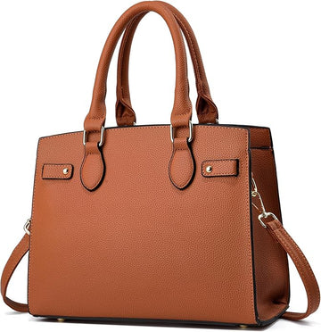 Structured Tan Satchel with Top Handles
