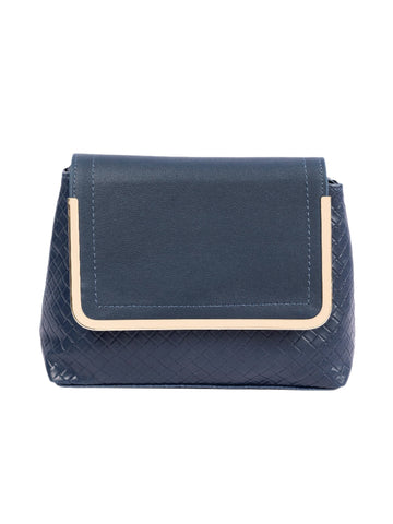 Blue Criss Cross Patterned Handbag