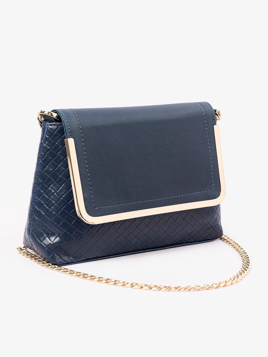 Blue Criss Cross Patterned Handbag