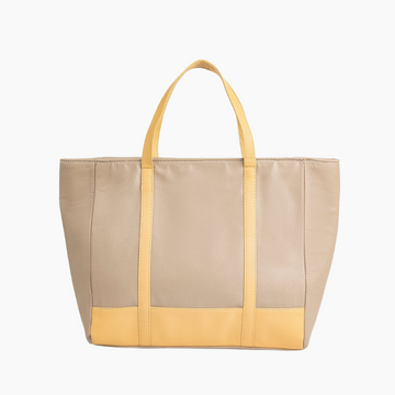 Classic Beige Tote Bag with Yellow Accents