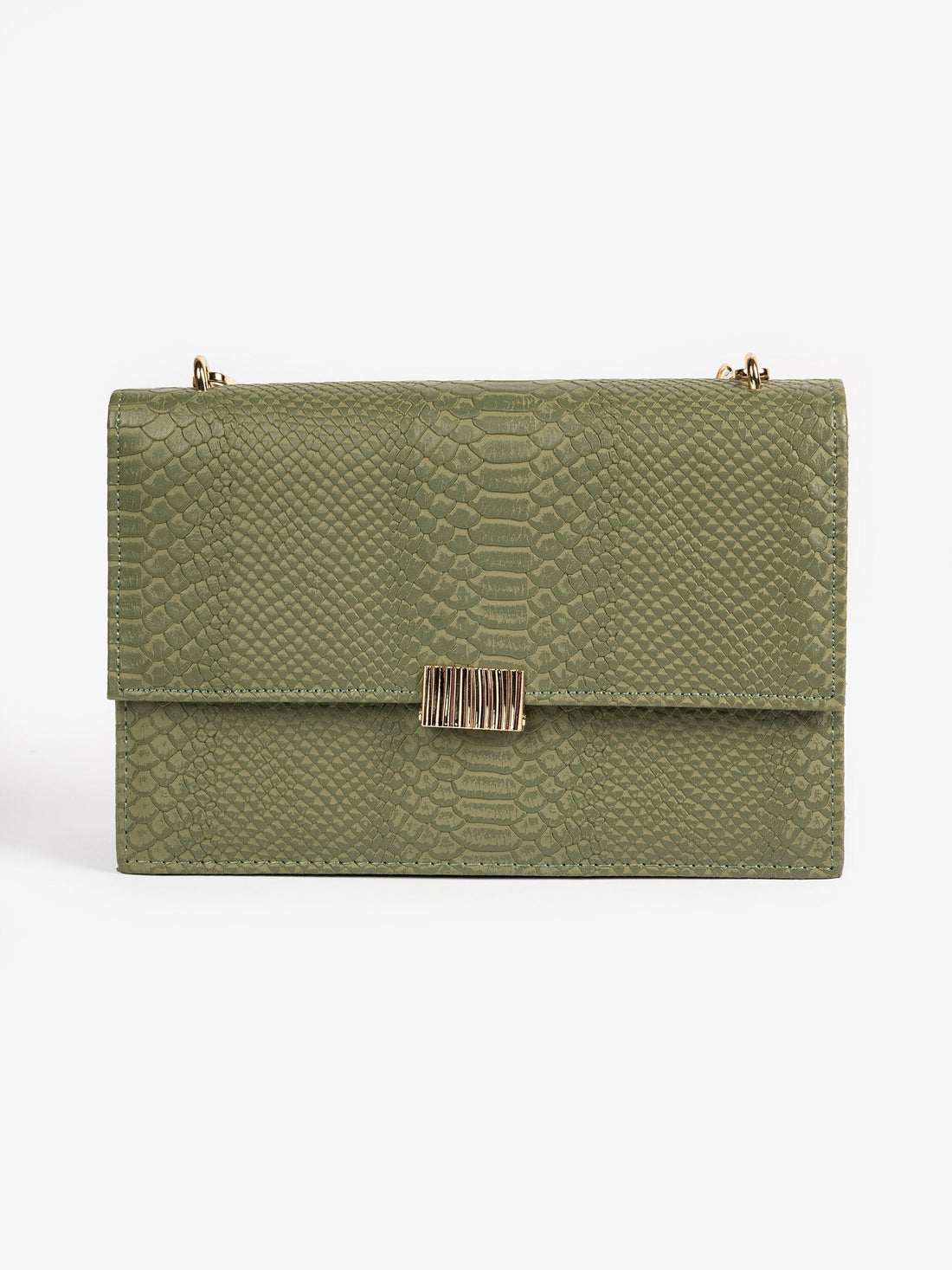 Green Snake Textured Handbag