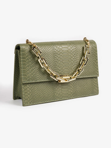 Green Snake Textured Handbag