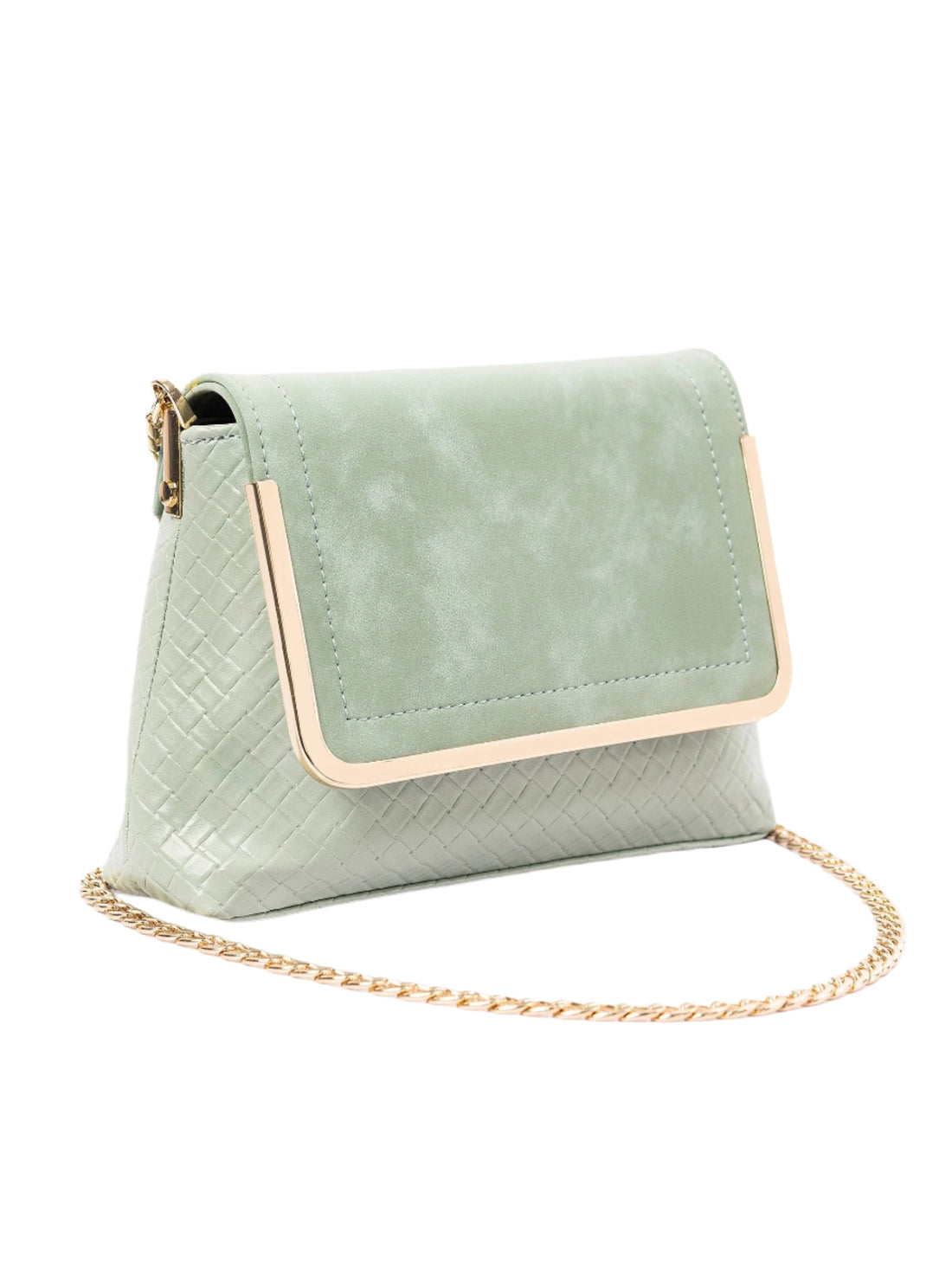 Green Criss Cross Patterned Handbag