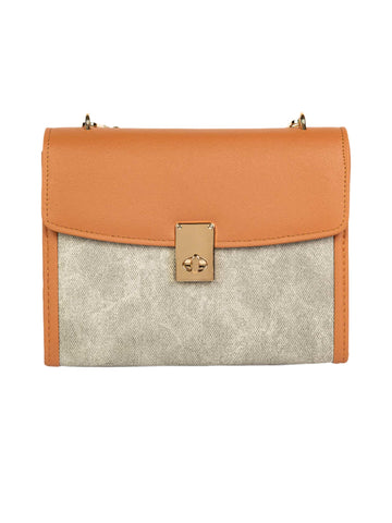Grey Two-Toned Flap Handbag