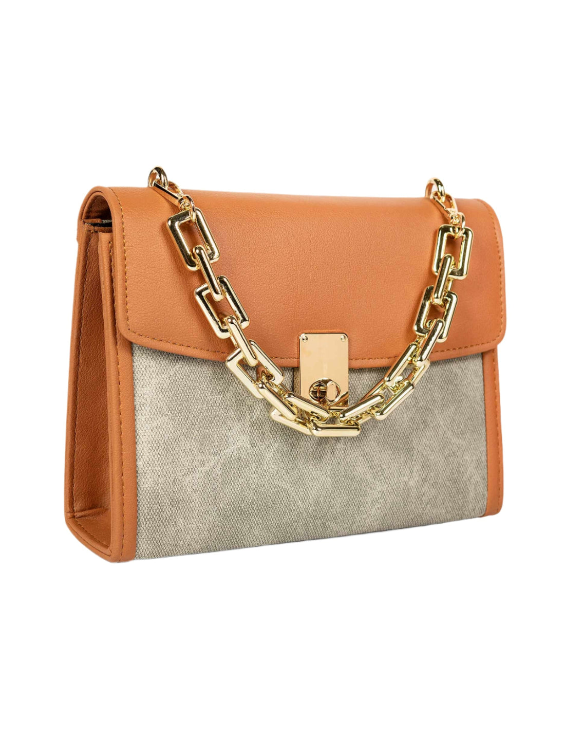 Grey Two-Toned Flap Handbag