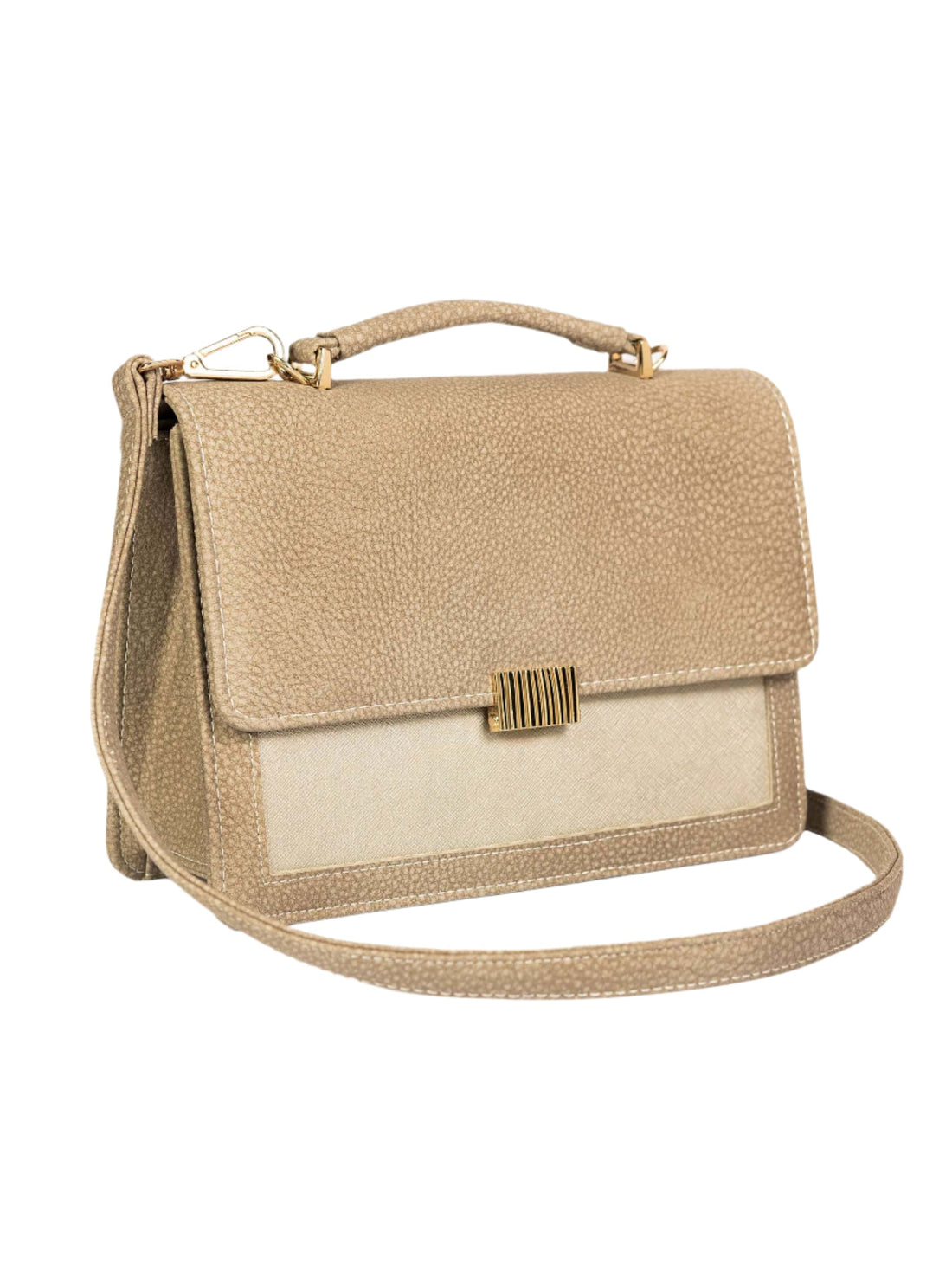 Grey Two-Toned Flap Handbag