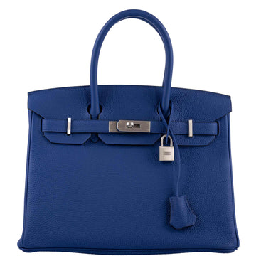 Hermes HSS Birkin 30 Blue Electric Togo with Brushed Palladium Hardware - 2019, D