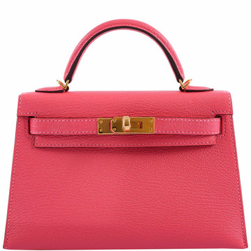Hermes Kelly 20 Mini II Sellier Rose Lipstick Chevre leather Gold Hardware - 2017, A