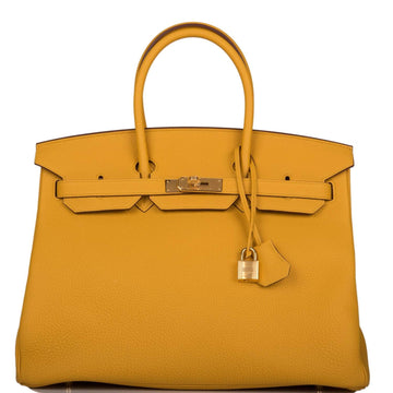 Hermes Birkin 35 Jaune Ambre Togo Gold Hardware