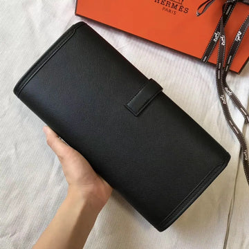 hermes jige elan 29 clutch in black epsom leather