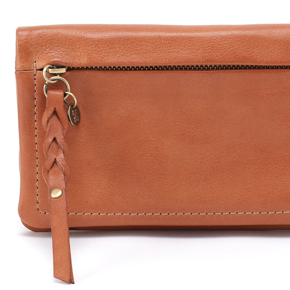 Tan Leather Zip-Around Clutch Wallet