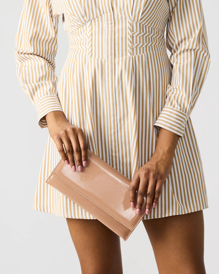 Blush Patent Envelope Clutch Bag