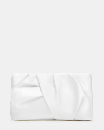 Pleated White Satin Clutch
