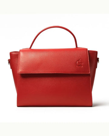 Red Structured Top-Handle Handbag