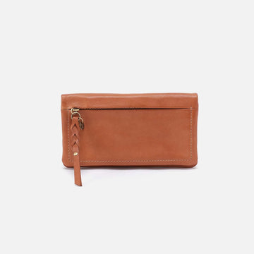 Tan Leather Zip-Around Clutch Wallet