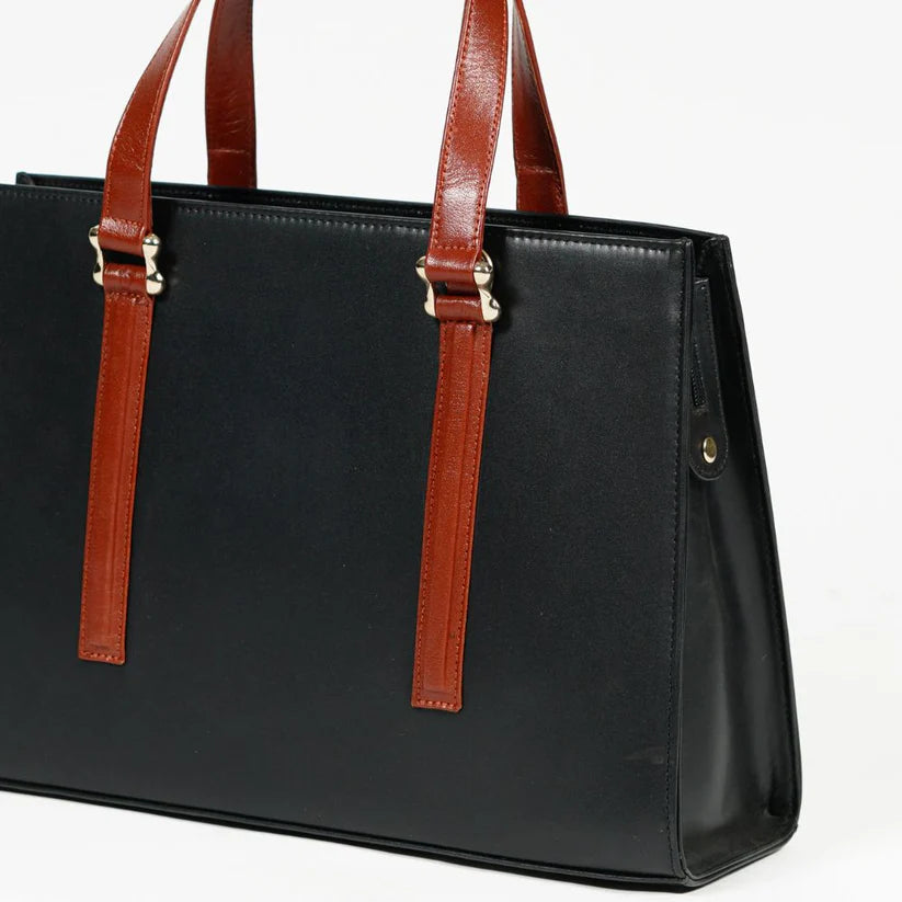 Dual-Tone Structured Office Tote Bag