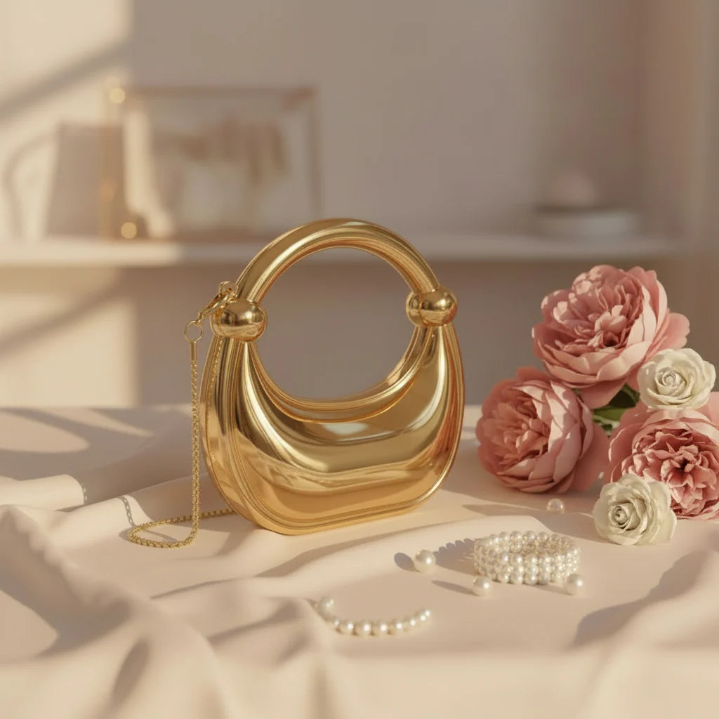 Dazzling Moon Mini Clutch Gold
